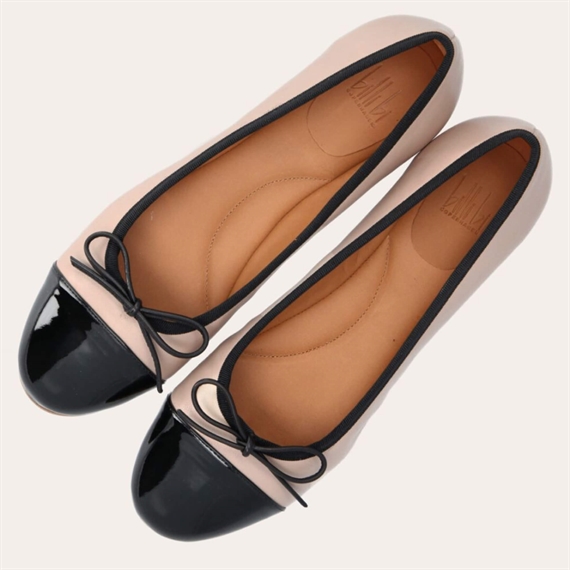 Billi Bi A6021 Ballerina Sko, Black Patent/Beige Nappa